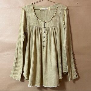 Free People | We The Free Sand Dune Henley Button Popover Tunic Top Size M